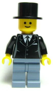 LEGO Minifigure-Suit Black, Top Hat, Sand Blue Legs (10185)-Town-TWN071-Creative Brick Builders